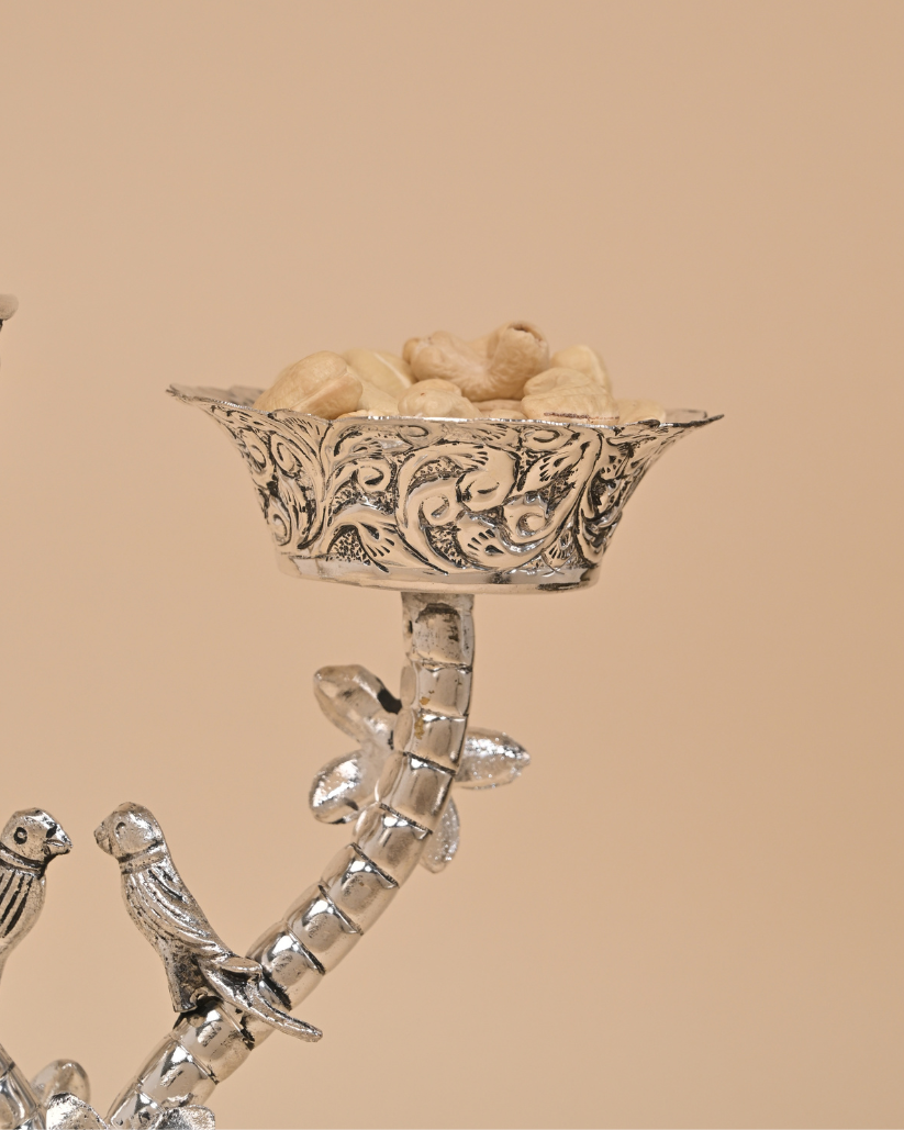 Handcrafted German Silver Candle Stand – Elegant Home & Festive Décor