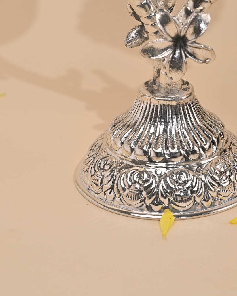 Handcrafted German Silver Candle Stand – Elegant Home & Festive Décor