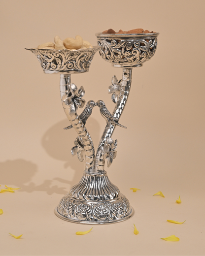 Handcrafted German Silver Candle Stand – Elegant Home & Festive Décor