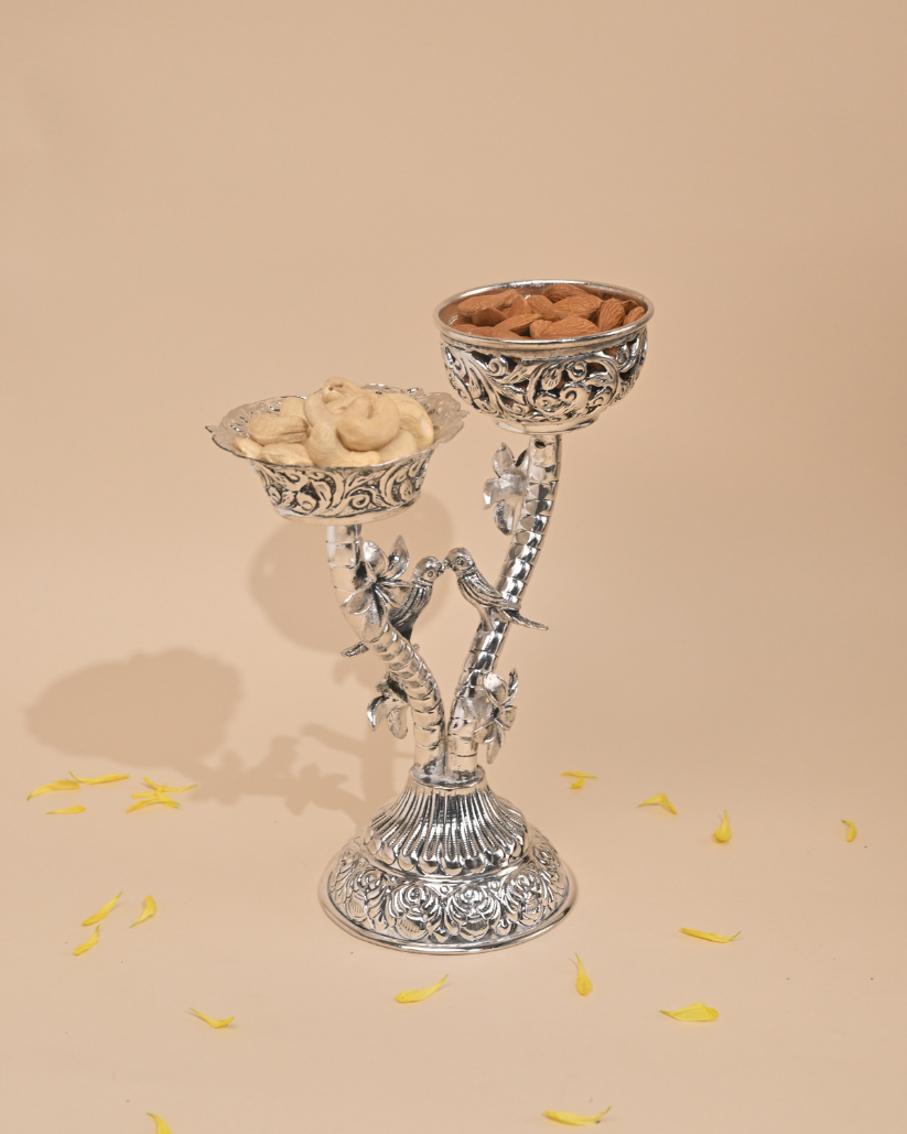 Handcrafted German Silver Candle Stand – Elegant Home & Festive Décor