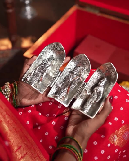 Divine German Silver Temple Idol of Ram, Laxman & Sita