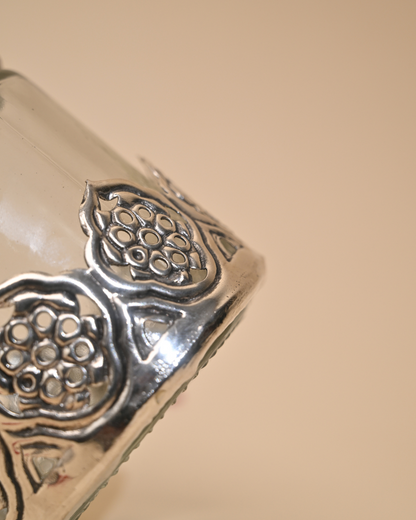 Elegant German Silver Glass Jar Circular – Stylish Storage for Your Essentials