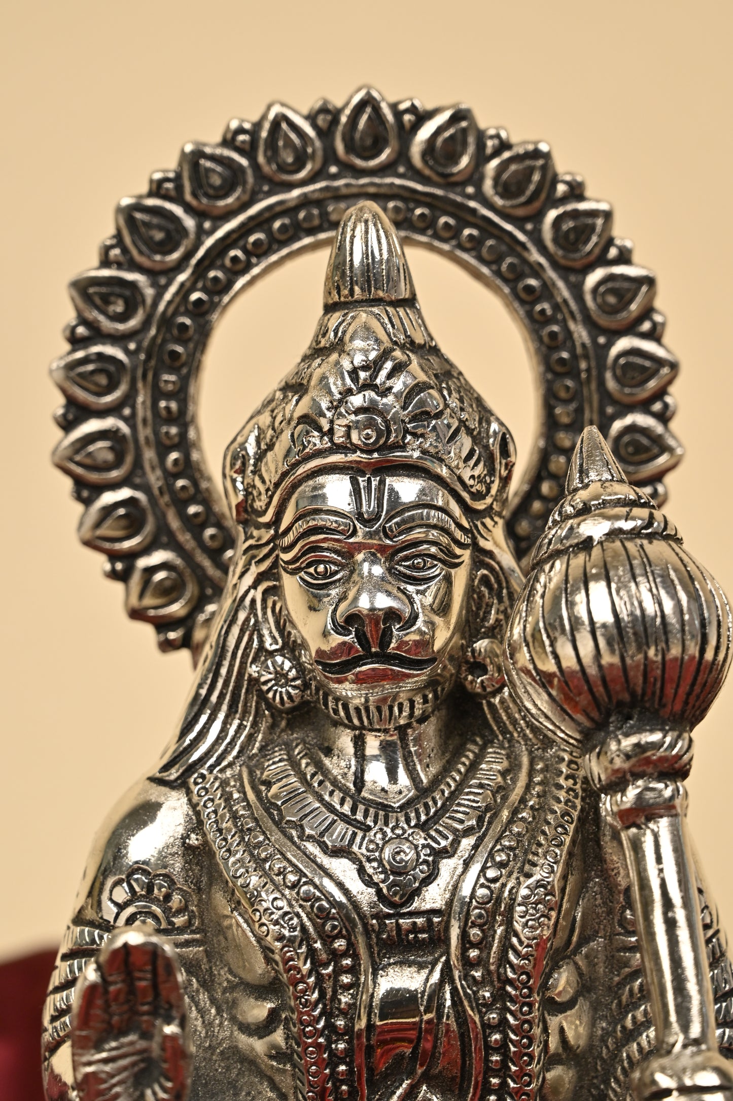 German Silver Hanuman Idol – Large Size Divine Statue for Home Temple & Spiritual Décor
