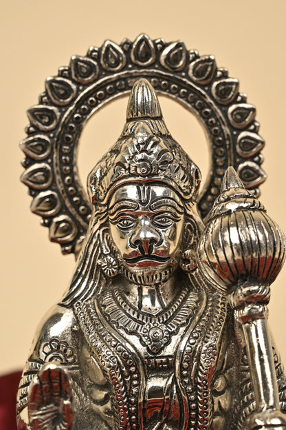 German Silver Hanuman Idol – Large Size Divine Statue for Home Temple & Spiritual Décor
