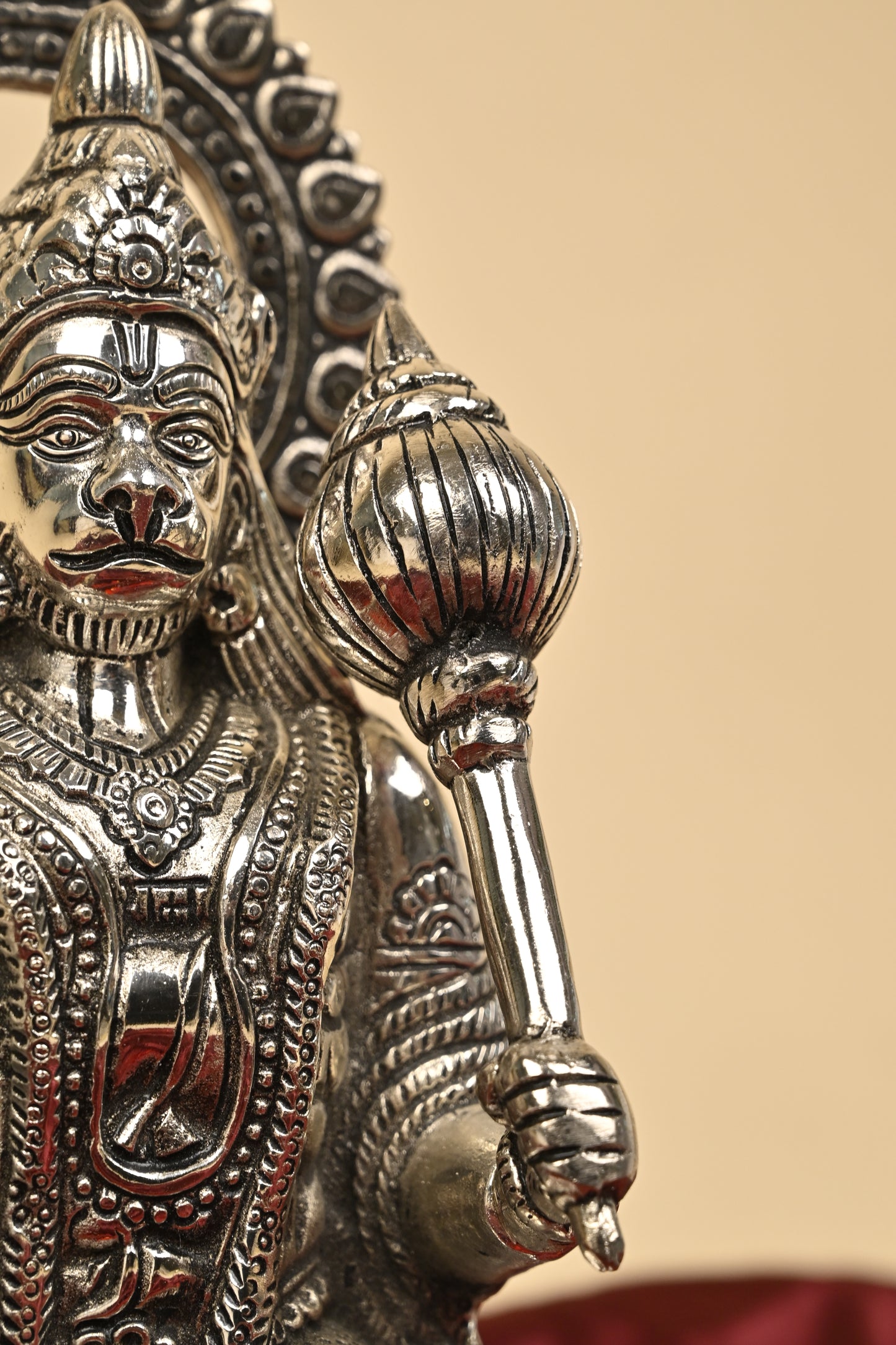 German Silver Hanuman Idol – Large Size Divine Statue for Home Temple & Spiritual Décor