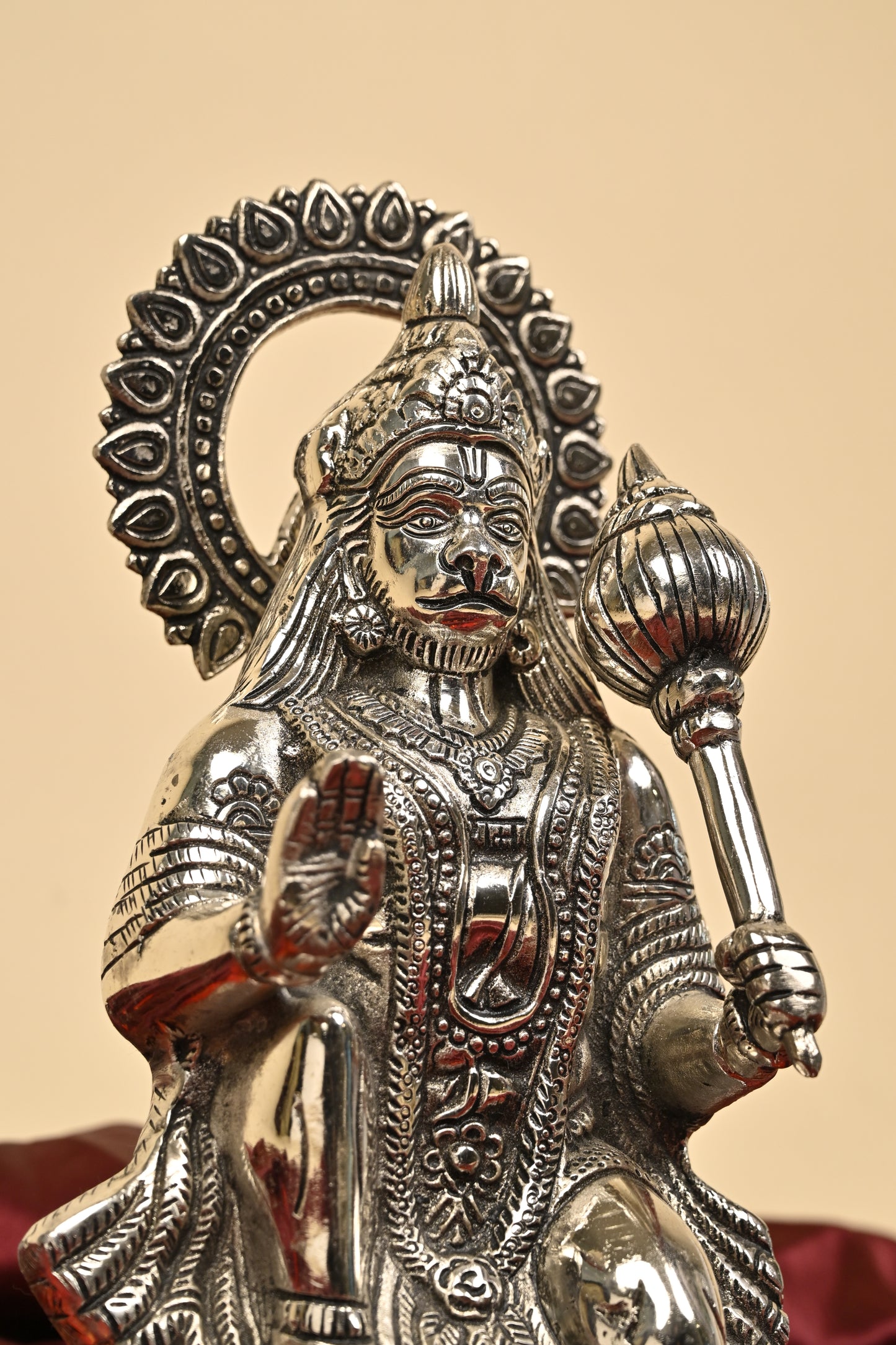 German Silver Hanuman Idol – Large Size Divine Statue for Home Temple & Spiritual Décor