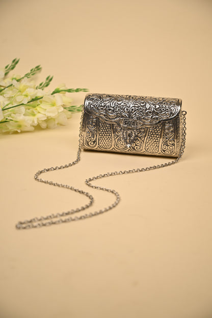 German Silver Women’s Purse – Handcrafted Ethnic Clutch for Festive & Wedding Occasions