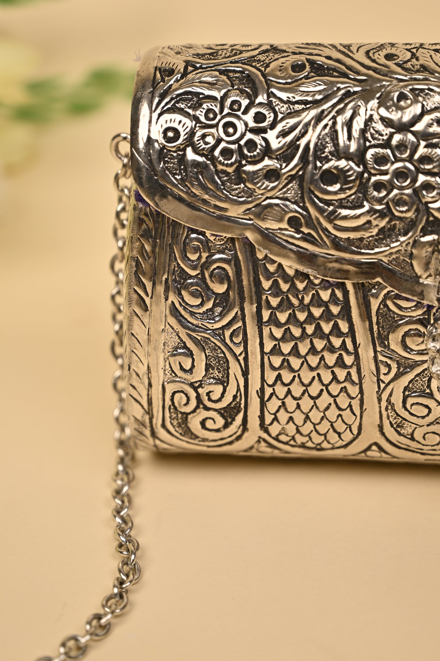 German Silver Women’s Purse – Handcrafted Ethnic Clutch for Festive & Wedding Occasions