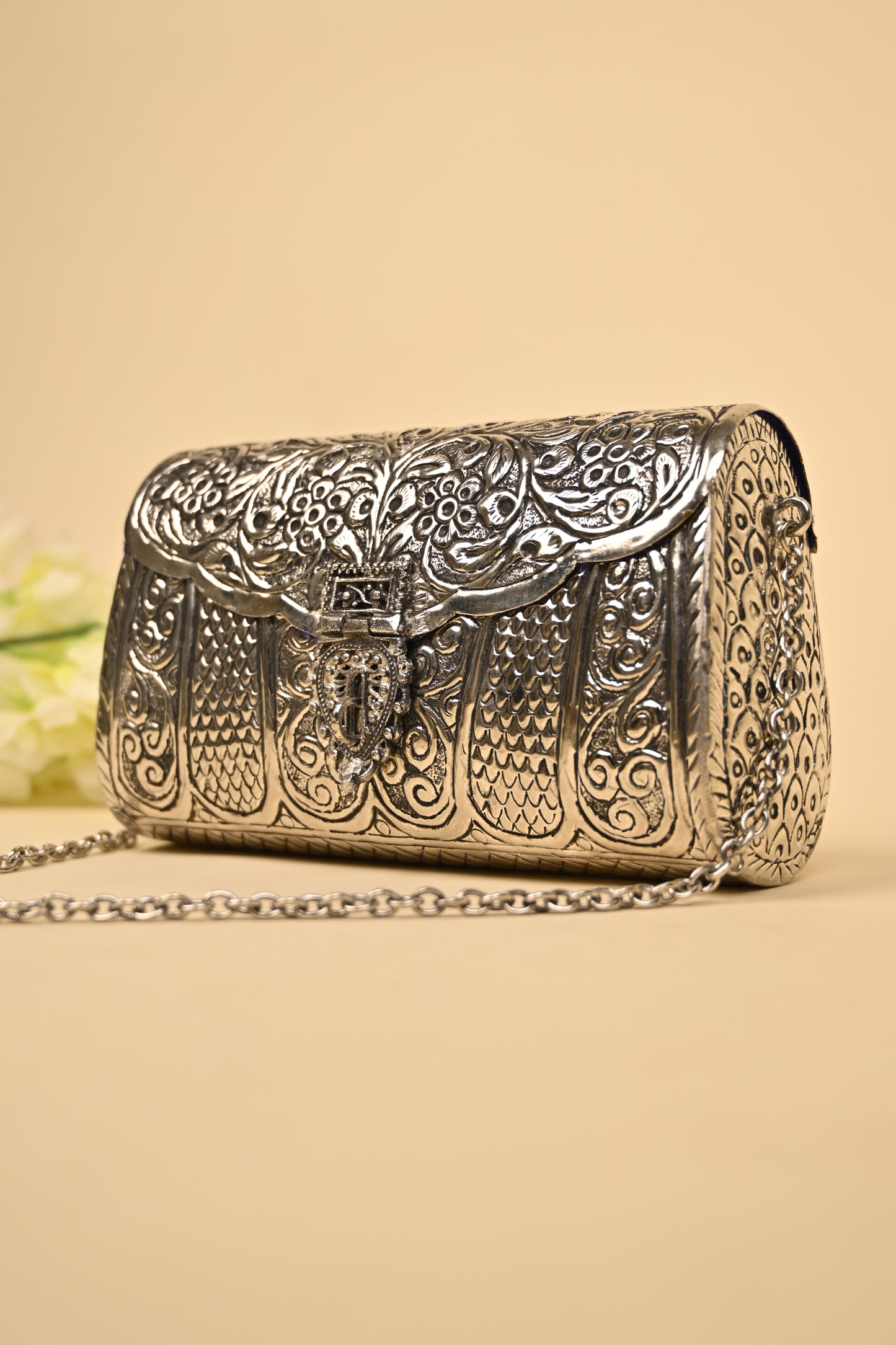 German Silver Women’s Purse – Handcrafted Ethnic Clutch for Festive & Wedding Occasions