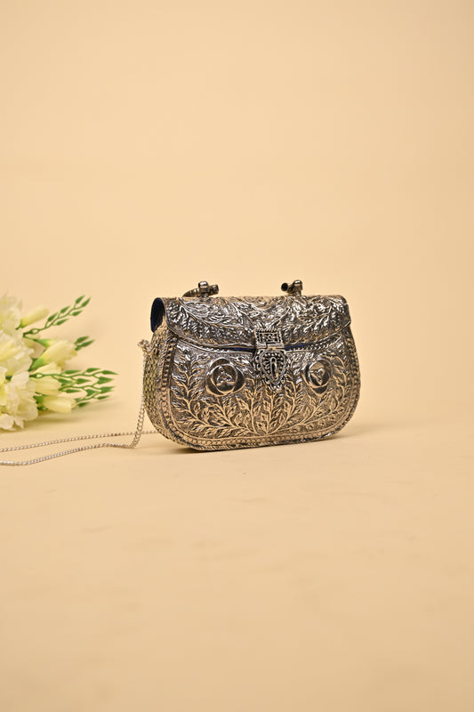 German Silver Women’s Purse – Handcrafted Designer Clutch for Festive & Ethnic Occasions