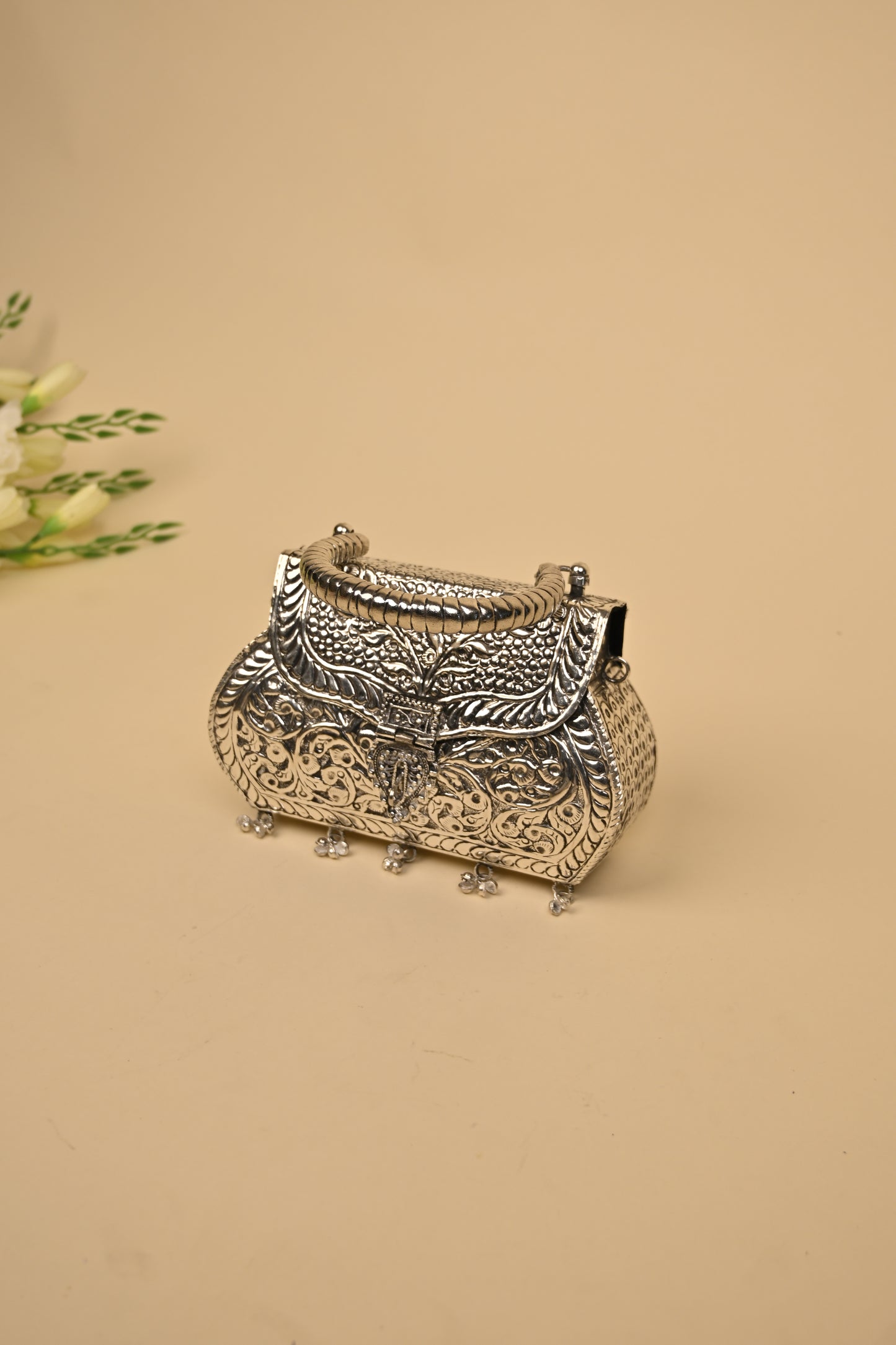 German Silver Women’s Purse – Handcrafted Designer Clutch for Festive & Traditional Occasions