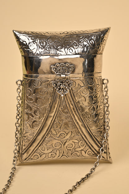 German Silver Women’s Purse – Handcrafted Ethnic Clutch for Festive & Wedding Occasions