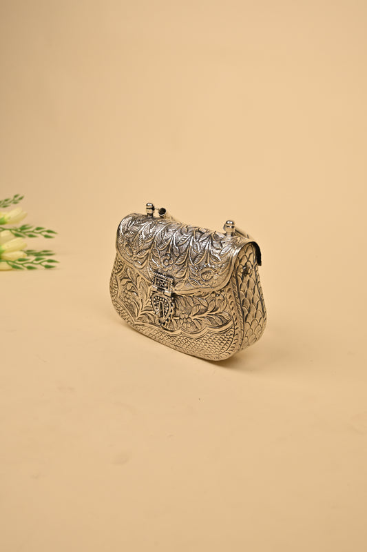 German Silver Women’s Purse – Handcrafted Designer Clutch for Festive & Ethnic Occasions