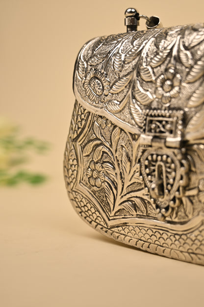 German Silver Women’s Purse – Handcrafted Designer Clutch for Festive & Ethnic Occasions