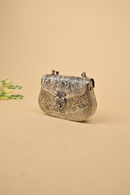 German Silver Women’s Purse – Handcrafted Designer Clutch for Festive & Ethnic Occasions