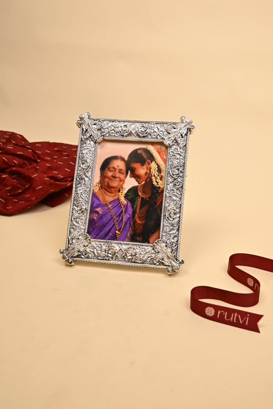 Long Photo Frame Set in 999 Pure Silver Over Resin Wood – Handcrafted Decorative Frame for Abundance & Prosperity