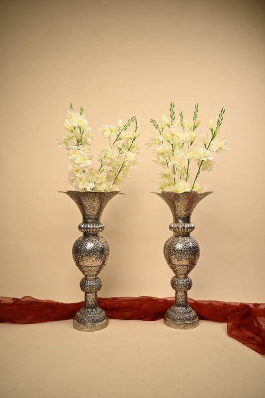Vintage Flower Vase – Large | Handcrafted German Silver Decorative Centerpiece for Elegant Home Décor