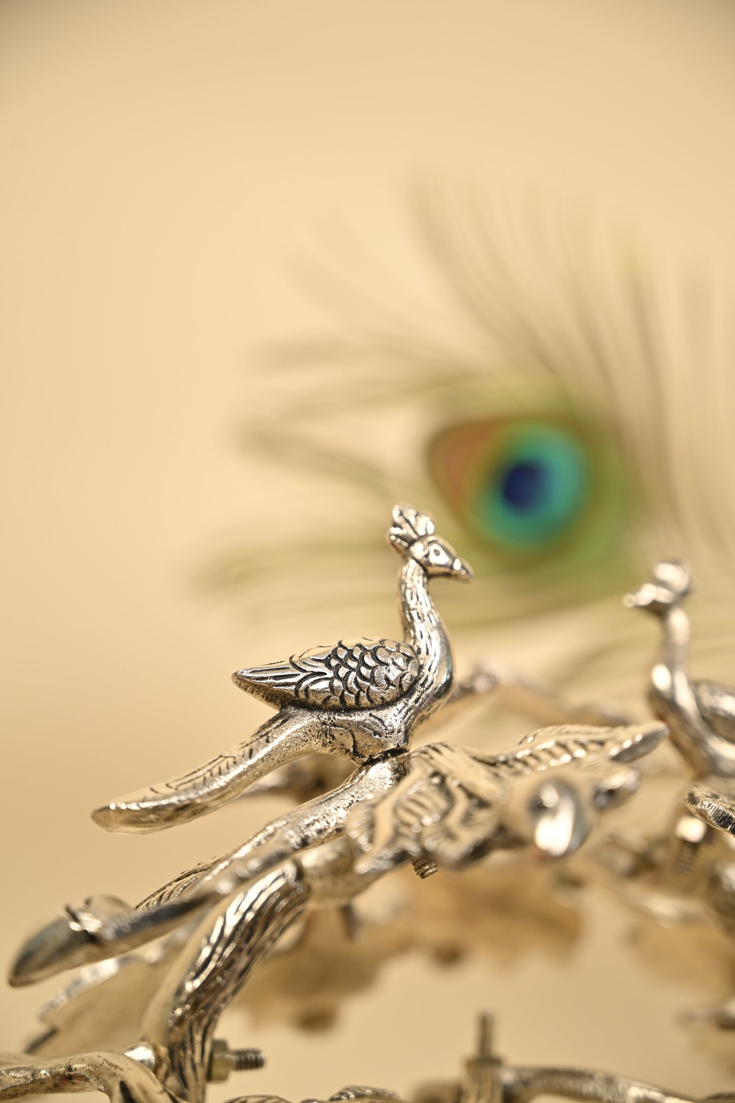 Radha Krishna & Cow Under Tree Idol – German Silver Decorative Statue for Home Temple & Auspicious Gifting