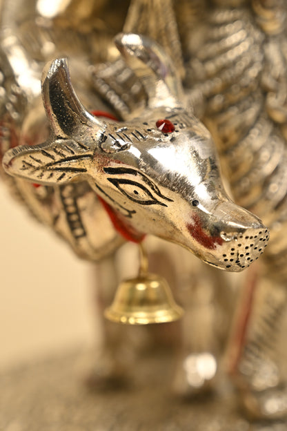 Radha Krishna & Cow Under Tree Idol – German Silver Decorative Statue for Home Temple & Auspicious Gifting