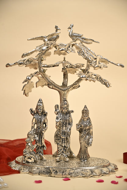 Ram Darbar Under Tree Idol – German Silver Divine Sculpture for Home Temple & Auspicious Gifting