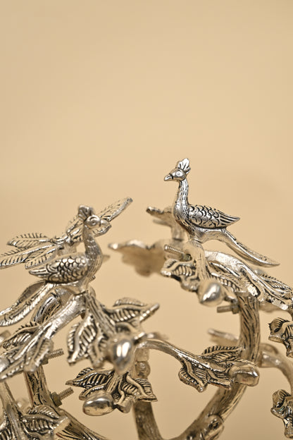 Ganesh Under Tree Idol – German Silver Vighnaharta Sculpture for Home Temple & Auspicious Gifting