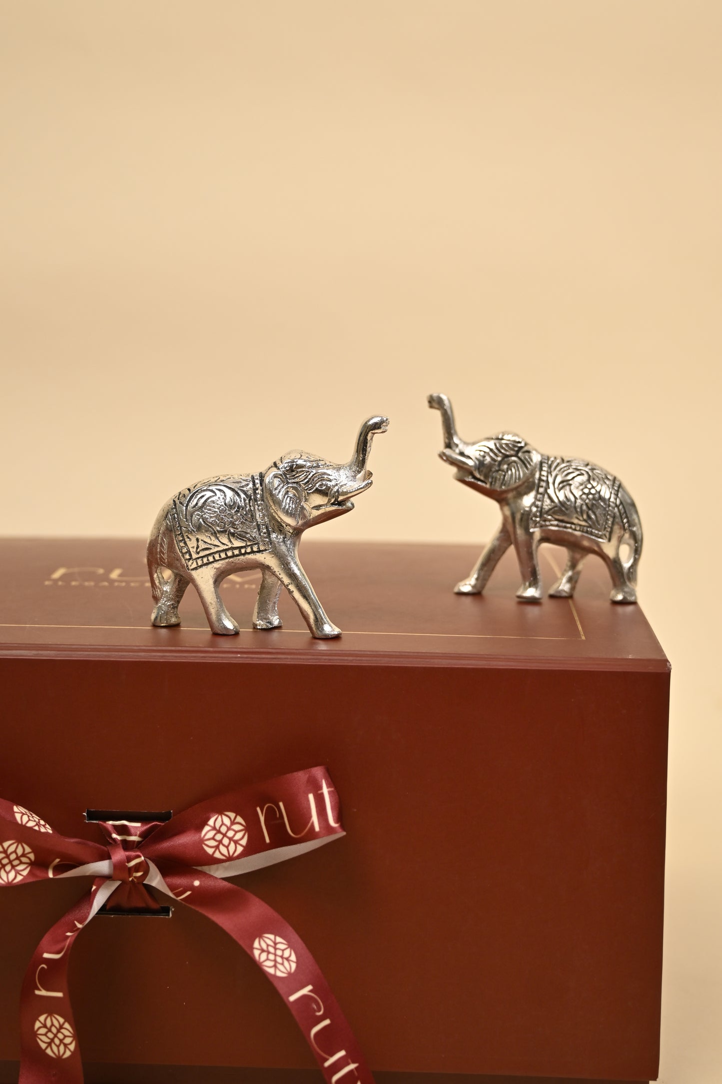 Handcrafted German Silver Elephant Showpiece – Large & Medium Sizes