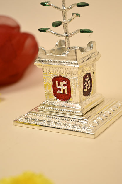 German Silver Tulsi Tree – Sacred Home Temple Decor & Auspicious Festive Gift