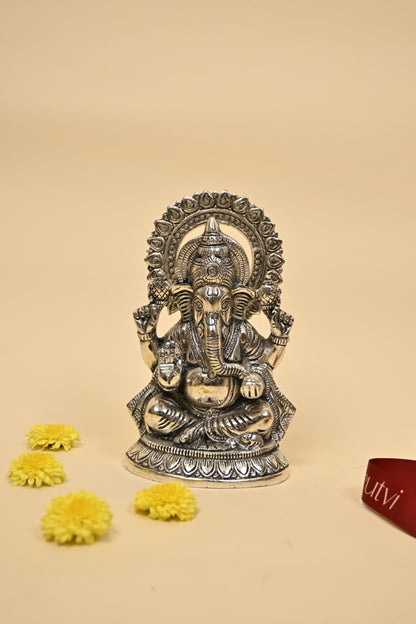 German Silver Lord Ganesh Idol – Auspicious Vinayaka for Pooja Room & Festive Gifting