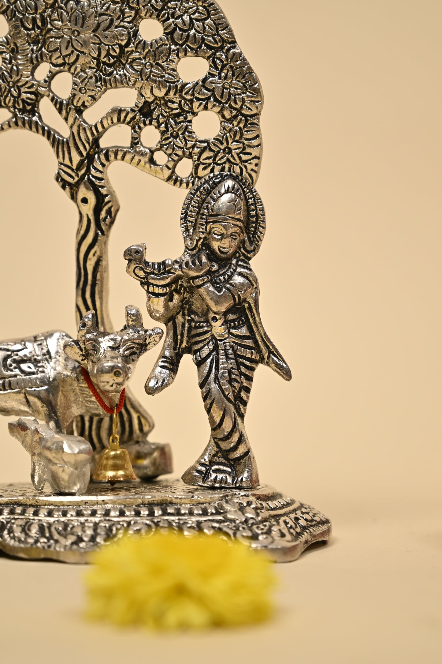 German Silver Krishna Under Tree Idol – Divine Home Temple & Gifting Decor