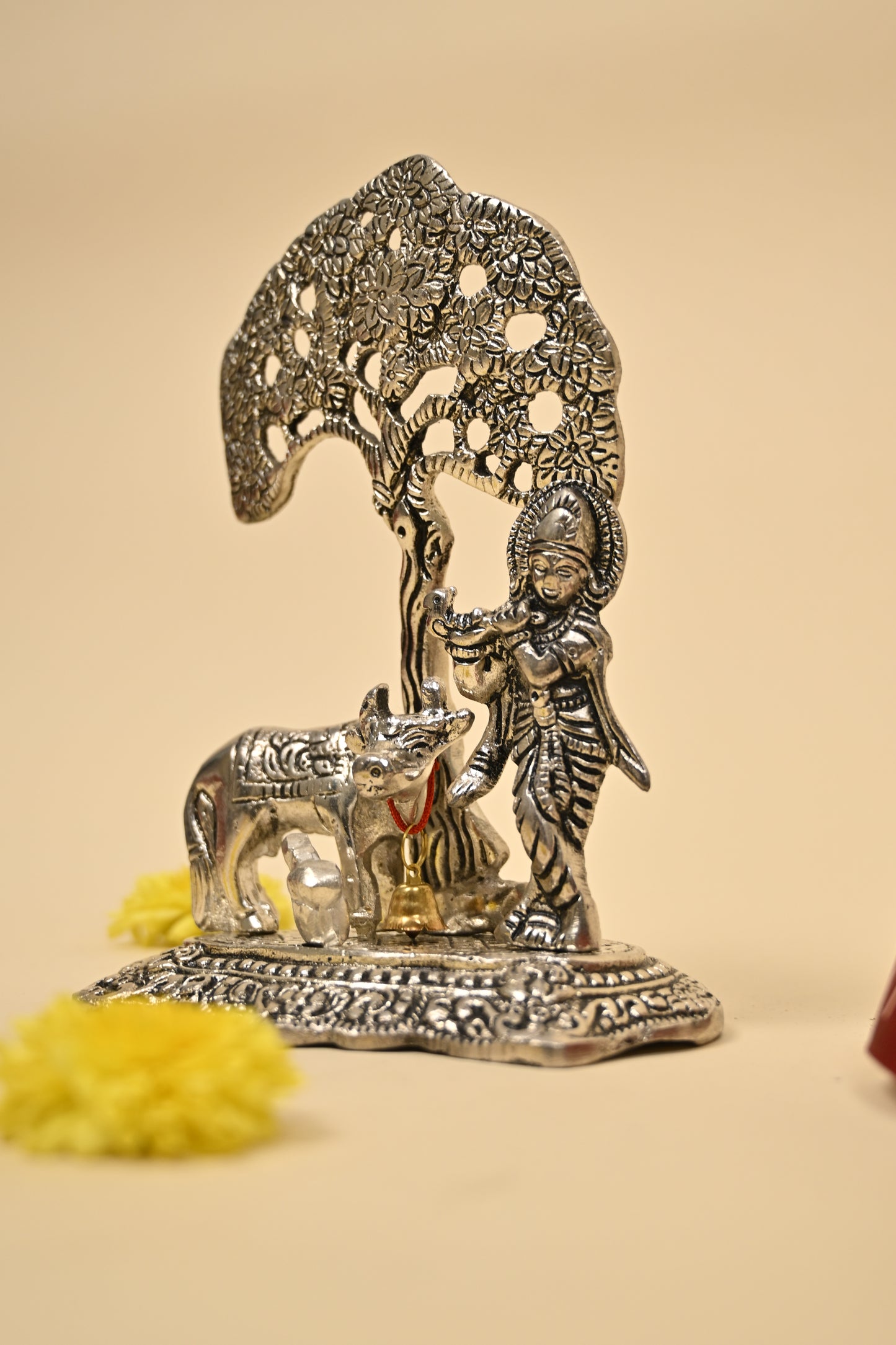 German Silver Krishna Under Tree Idol – Divine Home Temple & Gifting Decor