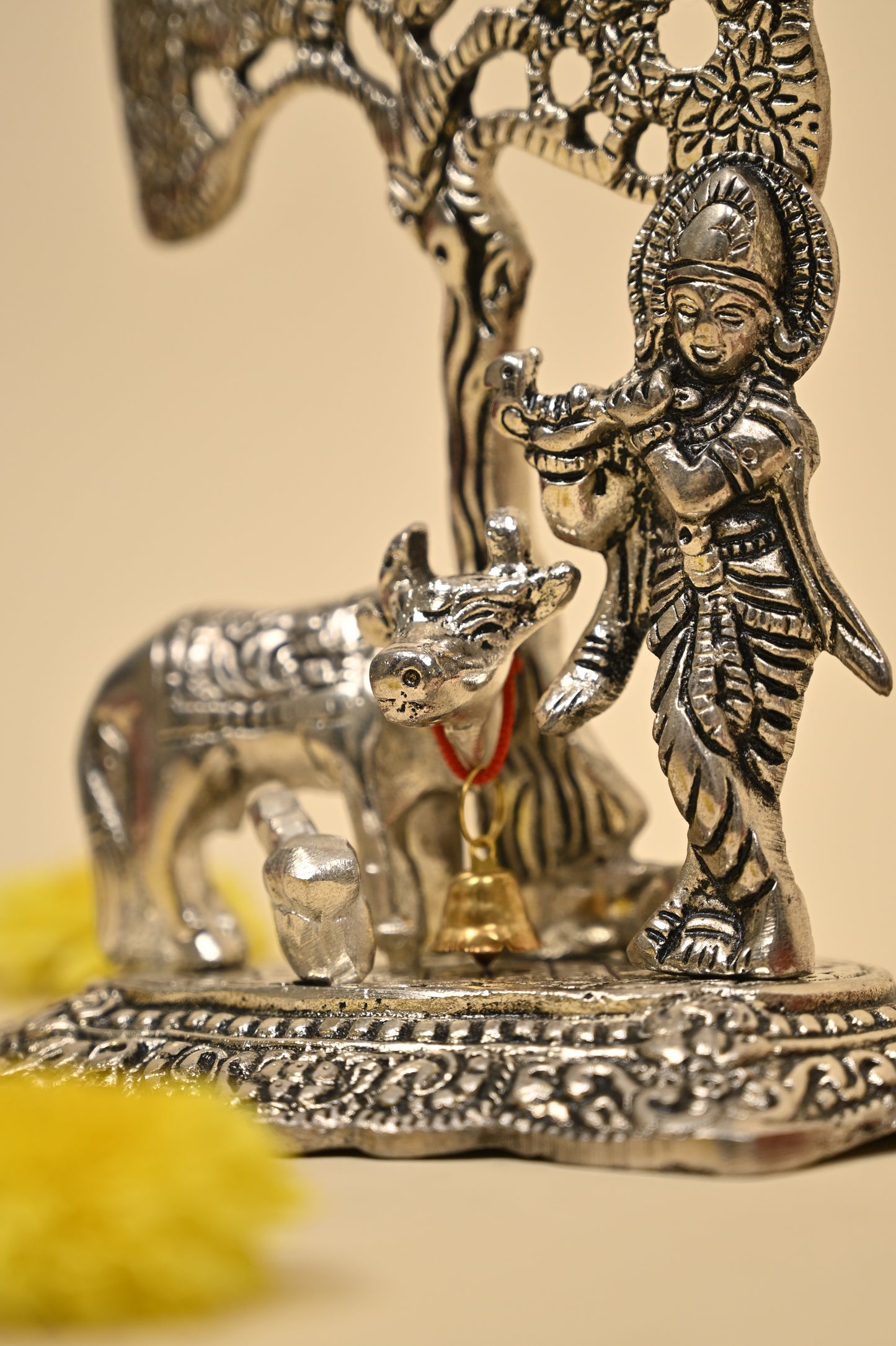 German Silver Krishna Under Tree Idol – Divine Home Temple & Gifting Decor