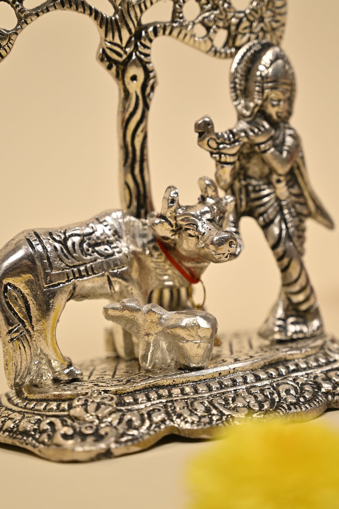 German Silver Krishna Under Tree Idol – Divine Home Temple & Gifting Decor