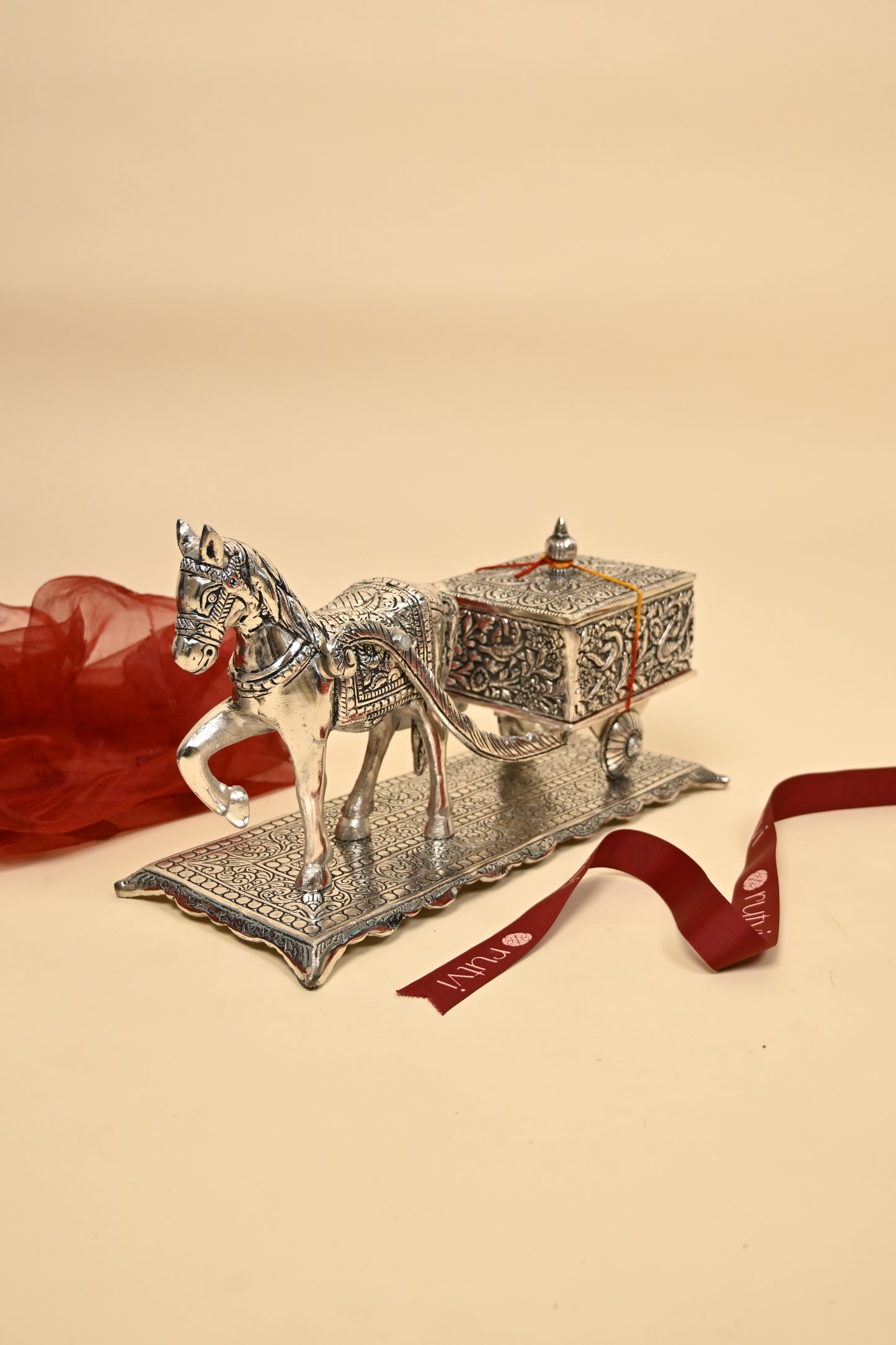 German Silver Horse Cart Decorative Box – Royal Handcrafted Gift for Diwali & Home Decor