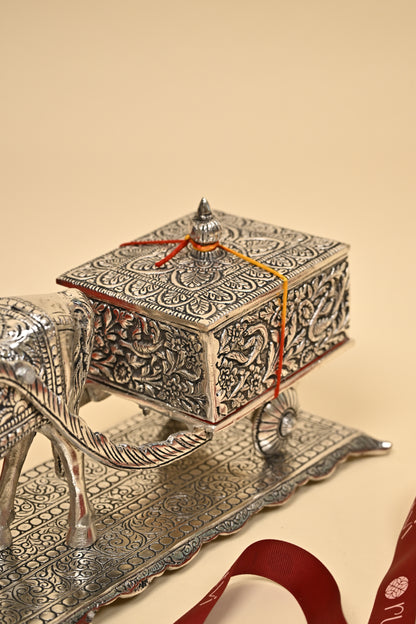 German Silver Horse Cart Decorative Box – Royal Handcrafted Gift for Diwali & Home Decor