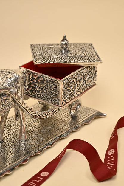 German Silver Horse Cart Decorative Box – Royal Handcrafted Gift for Diwali & Home Decor