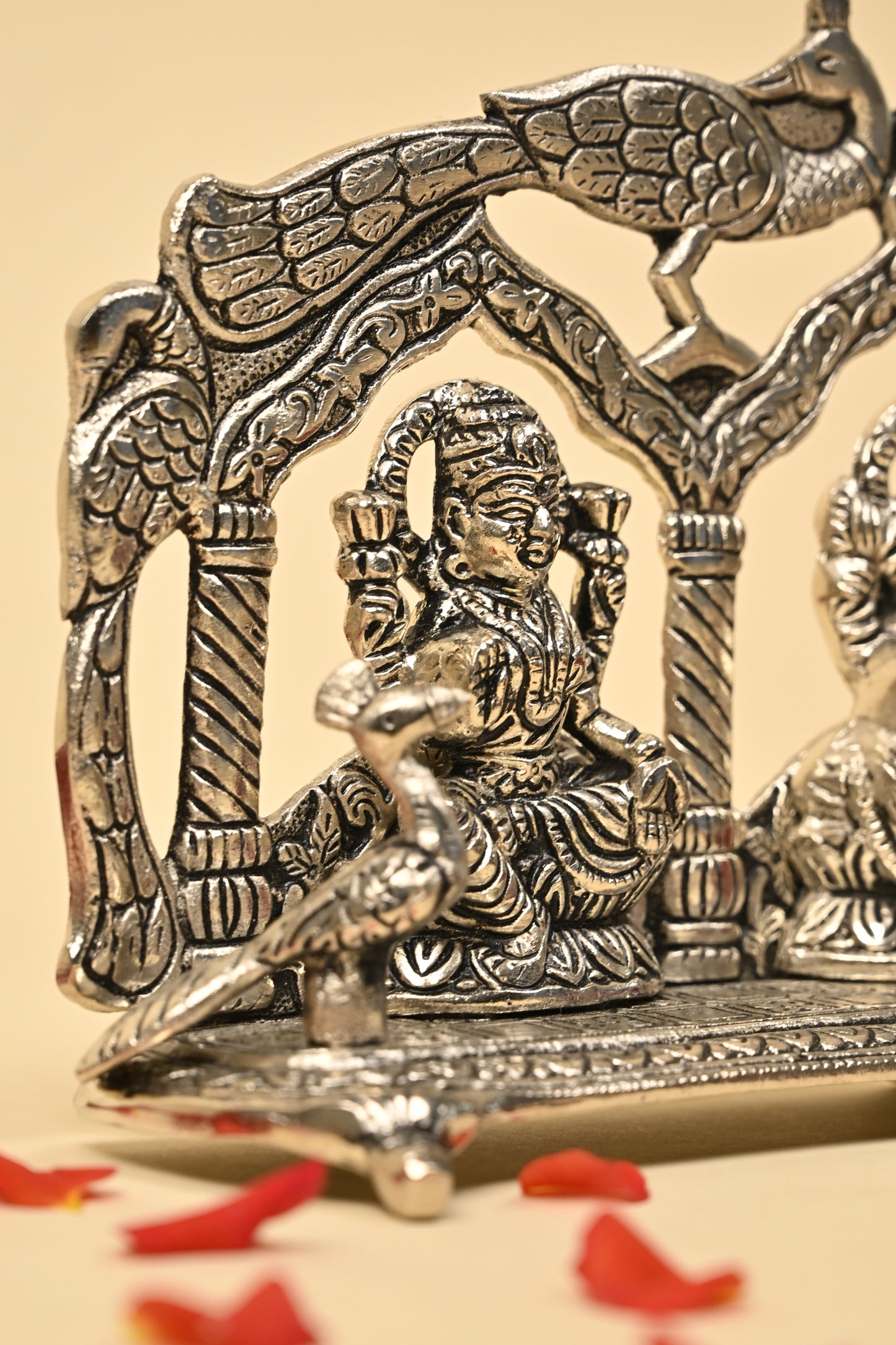 Ganesh Laxmi Saraswati Brass Idol – Divine Tridevi & Vighnaharta Pooja Idol