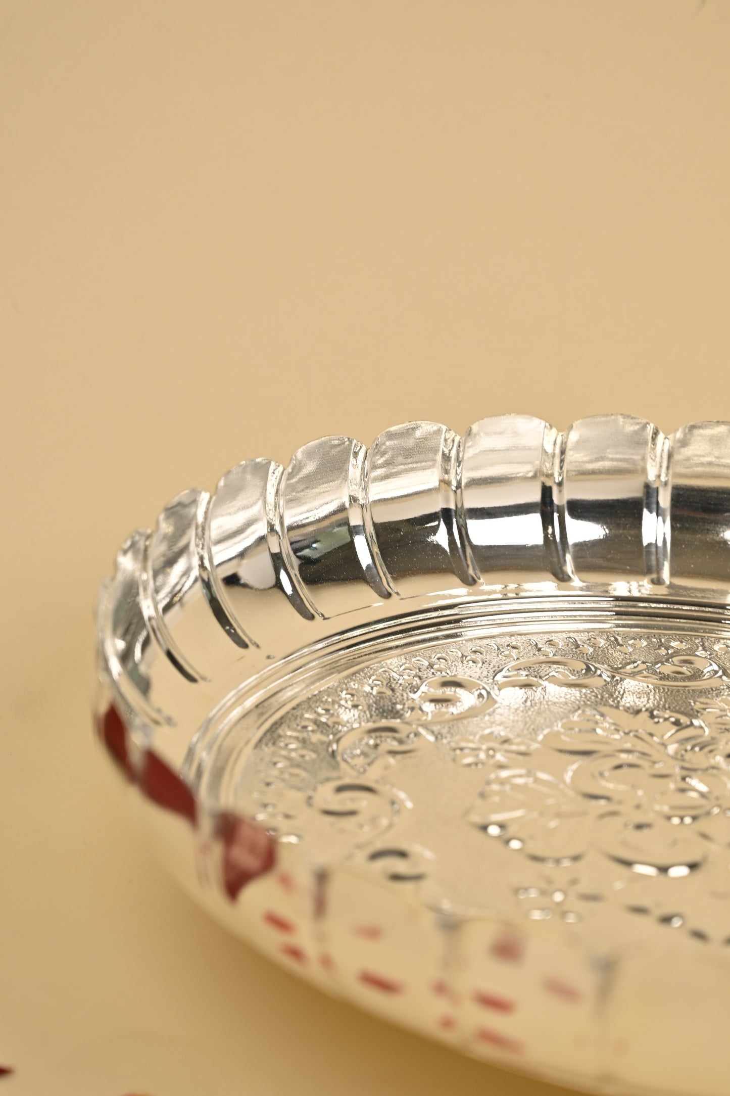 German Silver Lotus Flower Cut Plate with Legs – Decorative Pooja & Festive Serving Plate