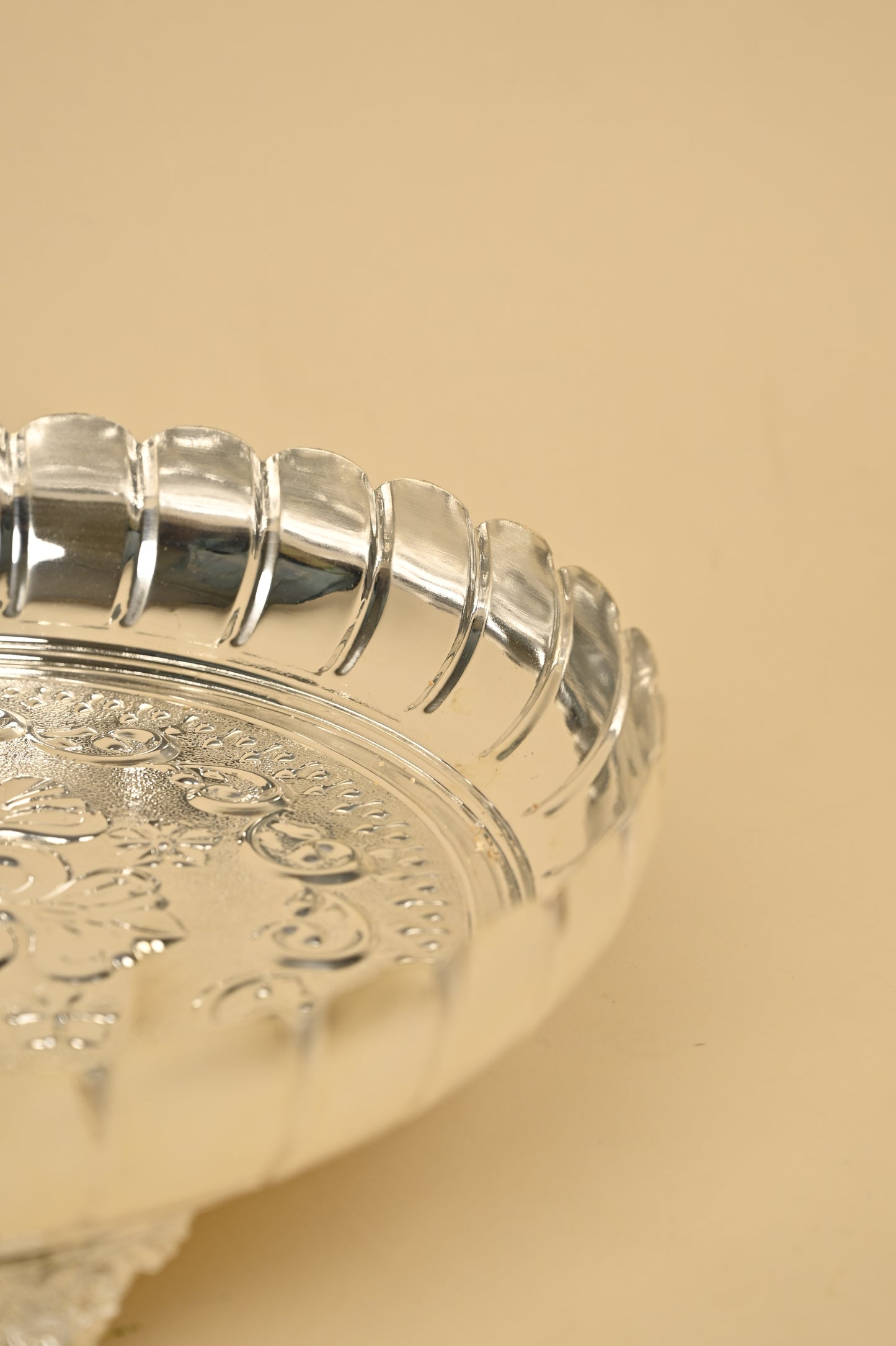 German Silver Lotus Flower Cut Plate with Legs – Decorative Pooja & Festive Serving Plate