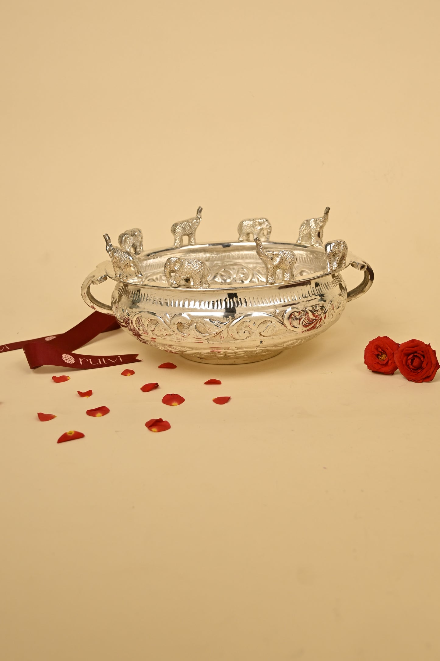 Brass Elephant Urli Bowl – Large Traditional Decorative Urli for Home & Festive Décor