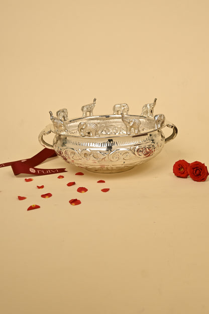 Brass Elephant Urli Bowl – Large Traditional Decorative Urli for Home & Festive Décor