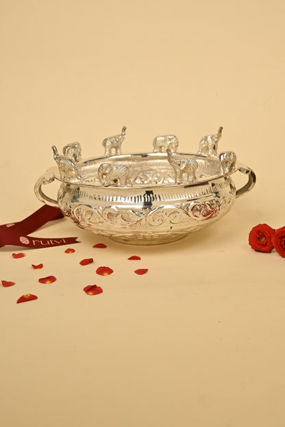 Brass Elephant Urli Bowl – Large Traditional Decorative Urli for Home & Festive Décor