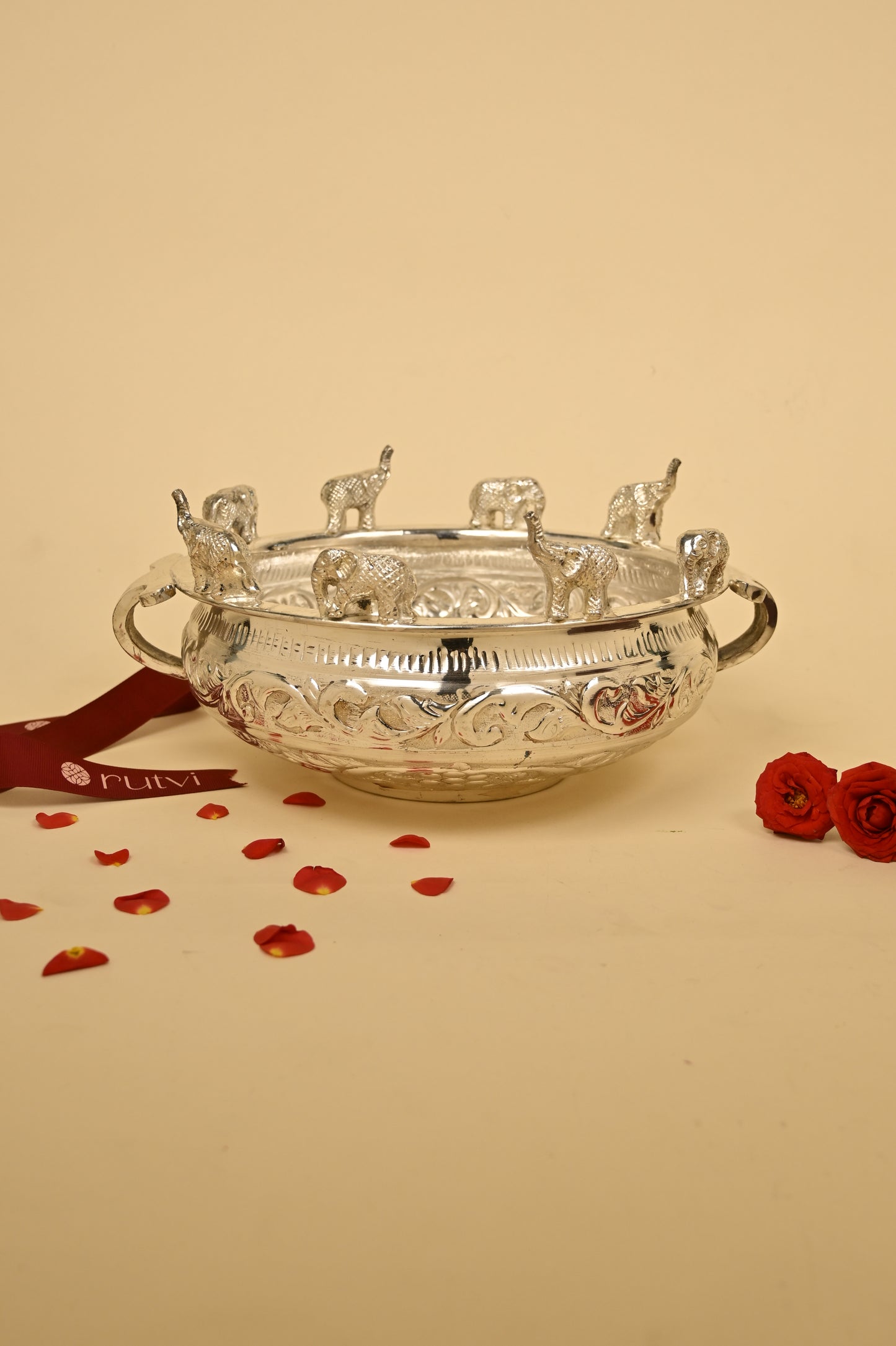 Brass Elephant Urli Bowl – Large Traditional Decorative Urli for Home & Festive Décor