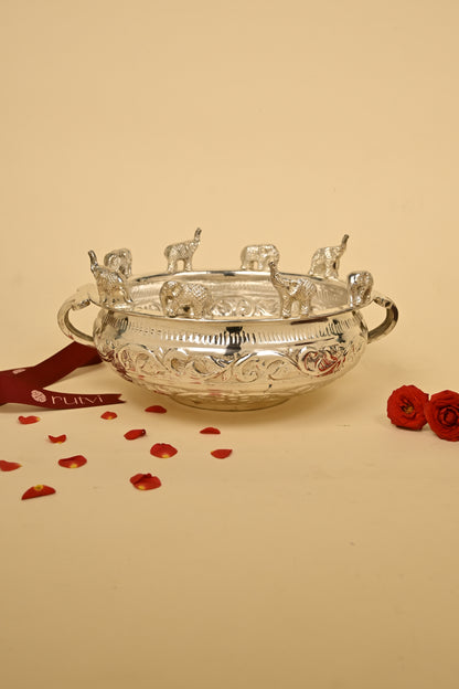 Brass Elephant Urli Bowl – Large Traditional Decorative Urli for Home & Festive Décor