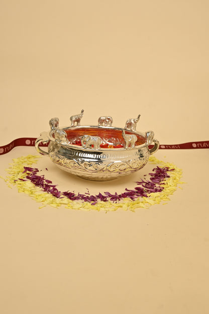 Brass Elephant Urli Bowl – Large Traditional Decorative Urli for Home & Festive Décor