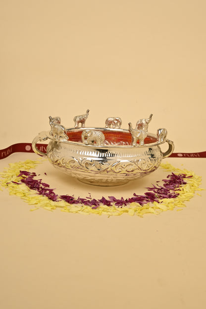 Brass Elephant Urli Bowl – Large Traditional Decorative Urli for Home & Festive Décor