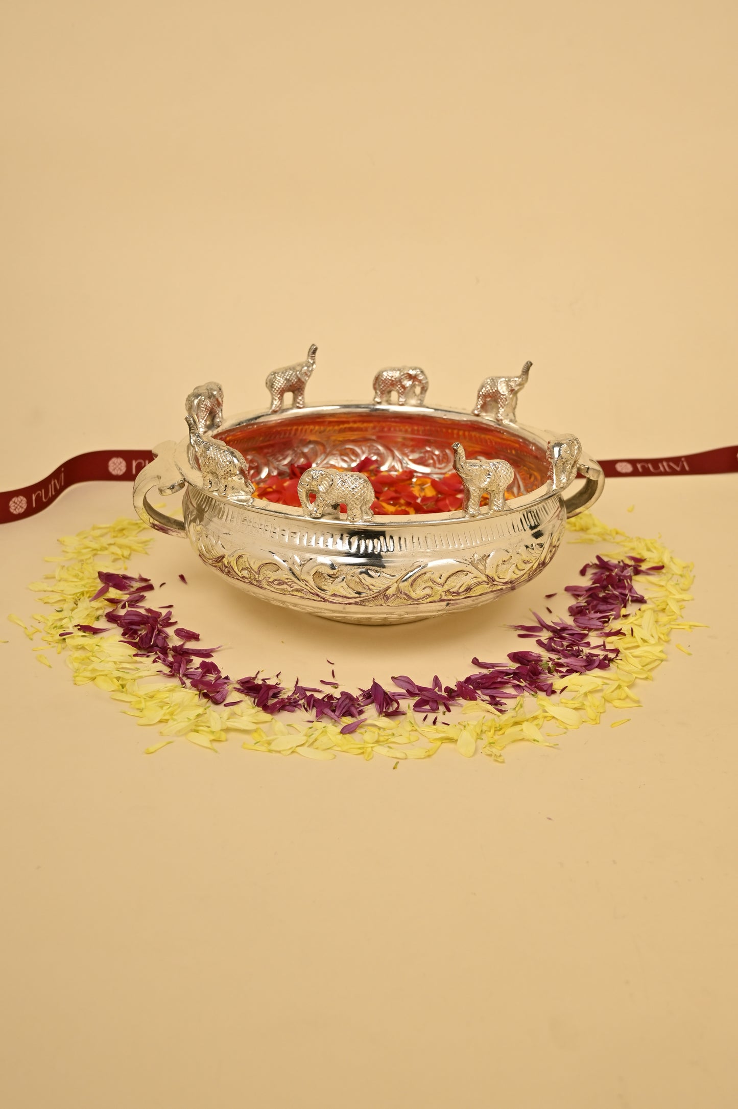 Brass Elephant Urli Bowl – Large Traditional Decorative Urli for Home & Festive Décor