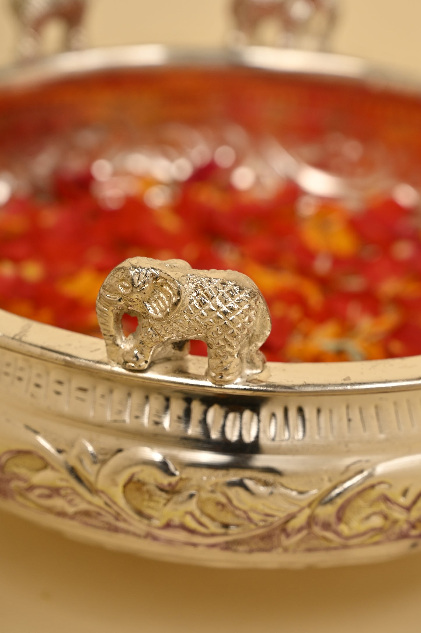 Brass Elephant Urli Bowl – Large Traditional Decorative Urli for Home & Festive Décor