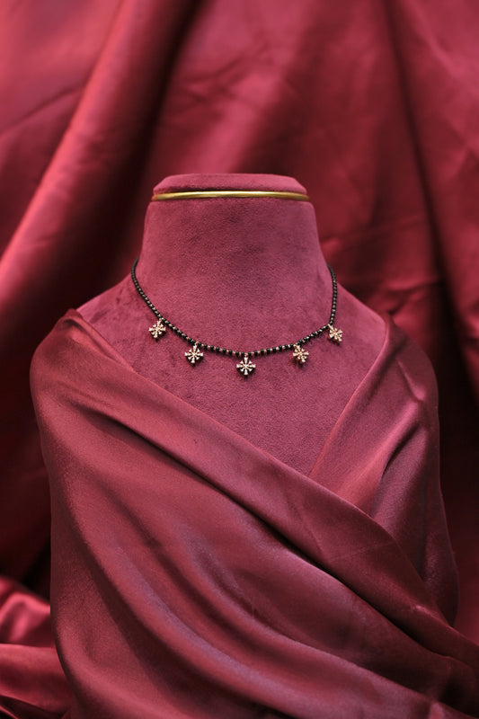 Silver Floral Charm Mangalsutra Necklace