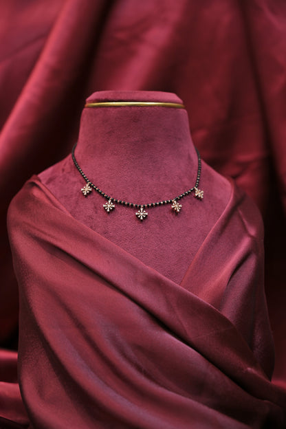 Silver Floral Charm Mangalsutra Necklace