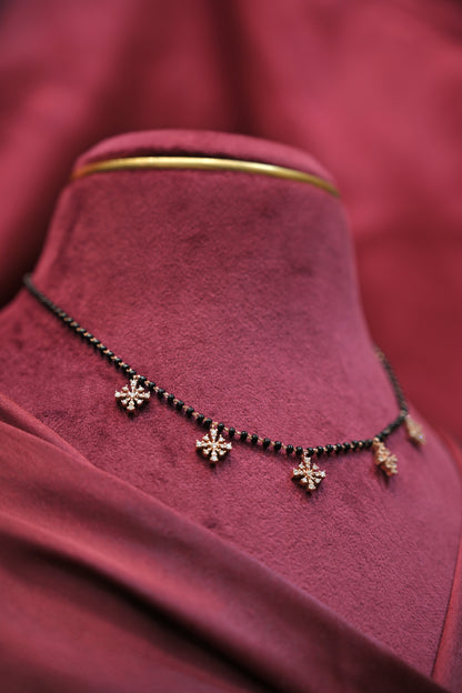 Silver Floral Charm Mangalsutra Necklace